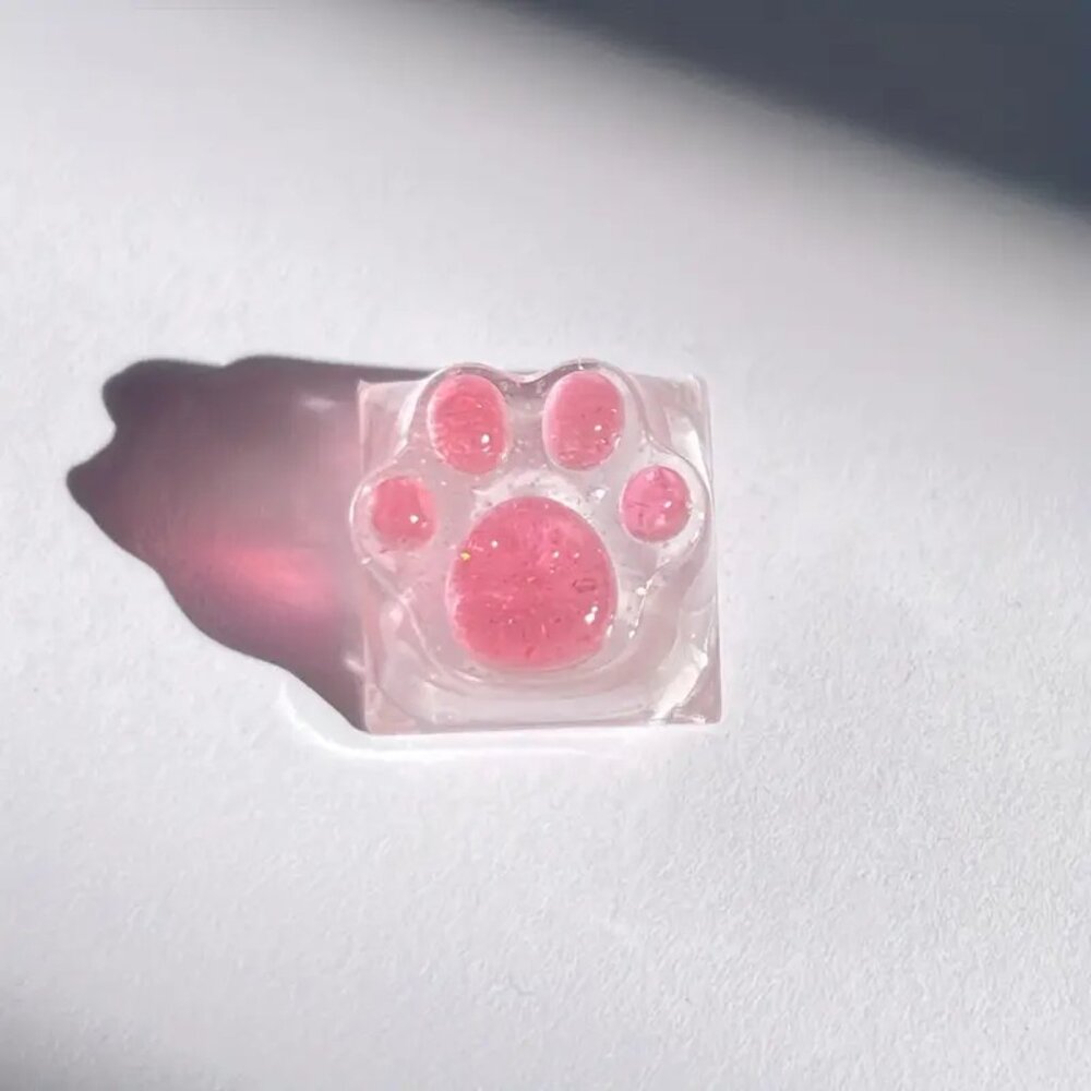 Pink Kitty Paw Translucent Keycap for OEM Mechanical Keyboard with Cross Axis